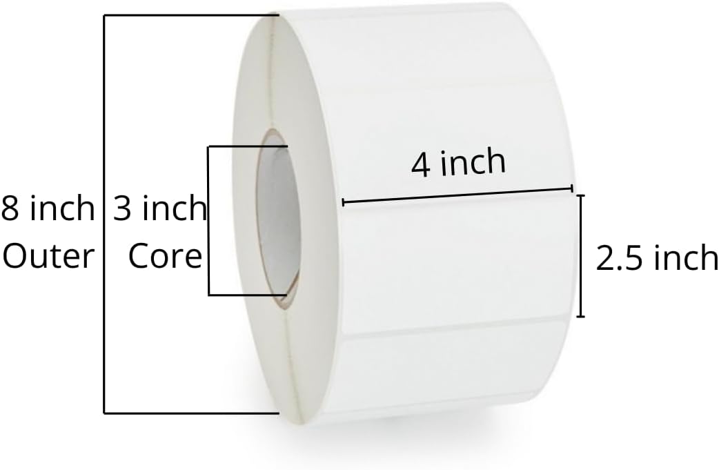 Zebra’s Direct Thermal Label Paper 4” x 2.5”, Z-Perform 2000D 3” Core, 2280 Labels per Roll, 4 Rolls per Case, Top Coated Paper, Perforated, 8” Outer, All-Temp Permanent Adhesive, White. 10000294