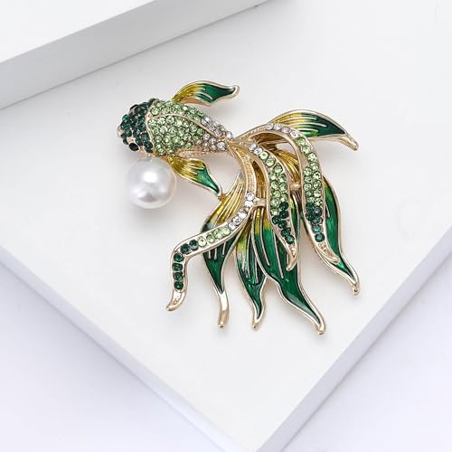 Image of Rhinestone Goldfish Brooches and Pins for Women Fashion Accessories Clothing Pins
