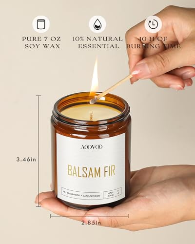 Image of AOOVOO Christmas Candle Set - 4PC Scented Candles, 28 oz Soy Candles, Soy Candle for Home Scented, Balsam Fir /Cedar&Patchouli /Cinnamon&Apple /Vanilla Cake