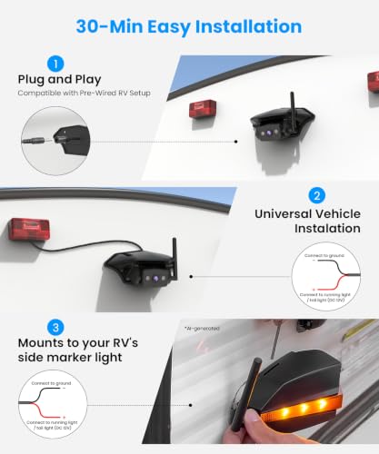 Image of AUTO-VOX Wireless RV Backup Camera System with Rear & Side Cameras
