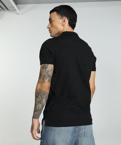 Image of PUMA Cotton Regular Fit Mens Black T-Shirt