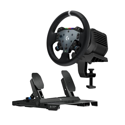 Logitech G RS50 System avec RS Pedals : Configuration de simulation de course en 4 éléments, base de volant RS50 Direct Drive 8 Nm, RS Wheel Hub, RS Round...