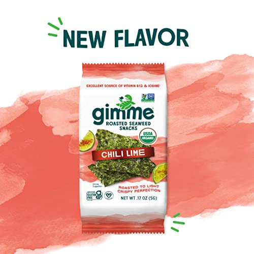 Gimme - Chili Lime - 6 Count - Organic Roasted Seaweed Sheets - Keto, Vegan, Gluten Free - Great Source Of Iodine & Omega 3’S - Healthy On-The-Go Snack For Kids & Adults #TOP1