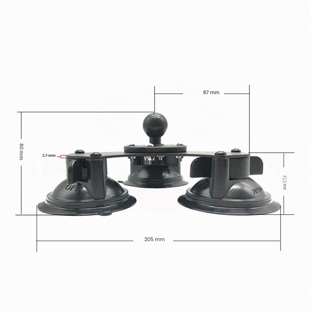 QOTSTEOS RAM Mount Drehverschluss-Saugnapf-Basis, 360 Grad drehbar, für Smartphones, Halterung für Auto-Armaturenbrett, Schwarz, Doppelter Becher