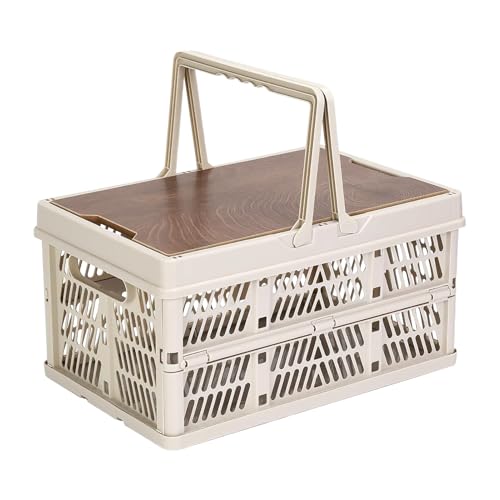 Genérico Cajas De Almacenamiento Para Camping,Caja Plegable De Camping - Organizador Apilable Con Asas Y Tapa Para Uso En Exterior Coche Y Picnic