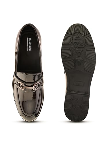 Image of STANPHORD Mens Loafers Textured Formal Slipon Loafers with Metal Accent for Party & Formal Occasion