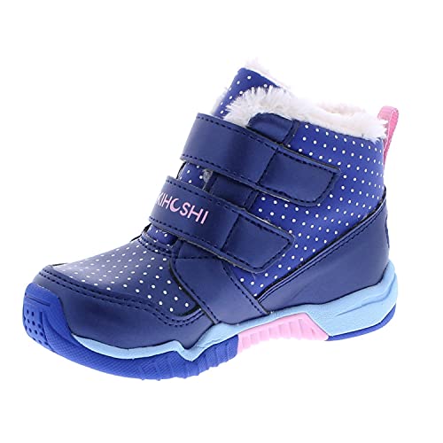 Tsukihoshi 7519 Igloo Strap-Closure Machine-Washable Snow Boot With Wide Toe Box And Slip-Resistant, Non-Marking Outsole - Navy/Pink, 10.5 Little Kid (4-8 Years) #TOP2