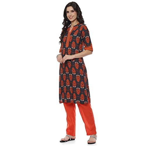Image of Rangriti Grey Liva Straight Kurta for Women
