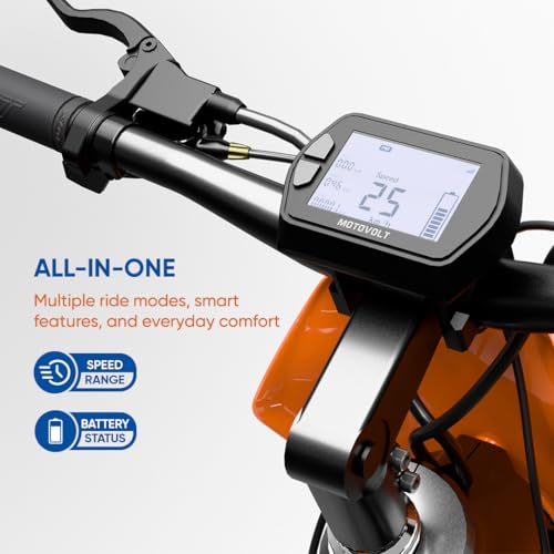 Image of Motovolt URBN E-Moped | Up to 105 km Range (PAS Mode) | 250W BLDC Motor | 36V Removable LFP Battery, 20Ah (IP67) | 120 kg Load Capacity | Spring + Hydraulic Suspension | 20 inch Tyres | Orange