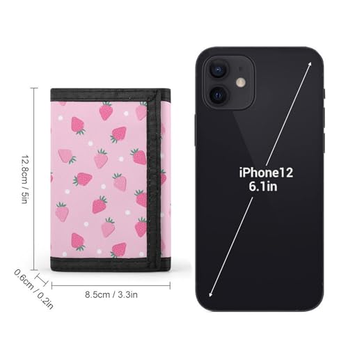 Cute Pink Strawberry Polka Dot Portable And Compact Three Fold Wallet2
