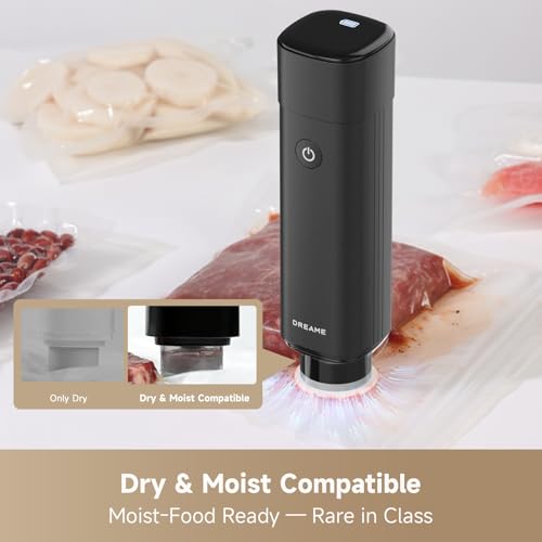 Image of DREAME VH20 Handheld Vacuum Sealer Machine for Food with 30 Reusable Vacuum Bags, Compact Food Vacuum Sealer, Auto Stop, Rechargeable Food Sealer Saver, Dry & Moist Modes, For Container & Wine Bottles