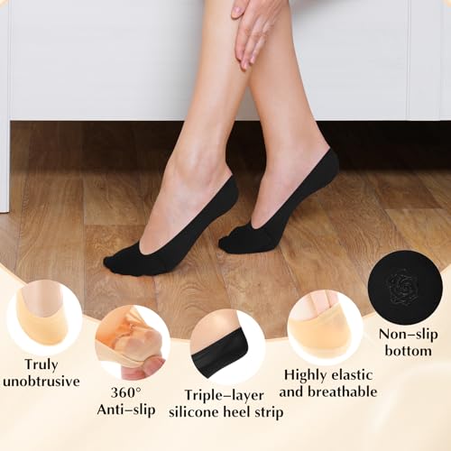 Lusofie 6Pairs No Show Socks Non Slip Flat Socks Ultra Low Cut Liner Invisible Socks for Women Girls Size 5-12 Footies3