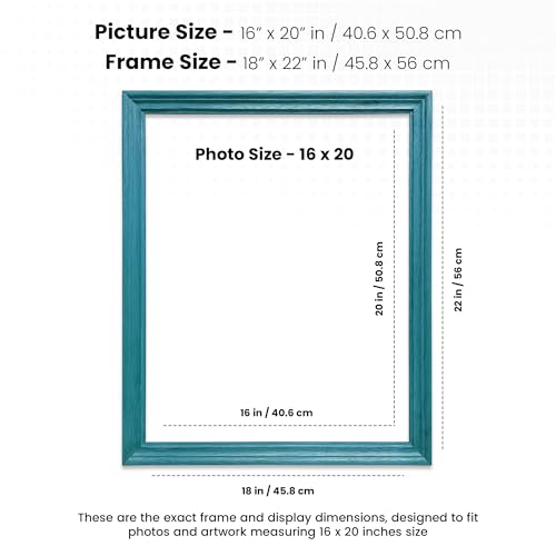 Image of Handmade Blue Wooden Rectangular Photo Frame, 16 x 20 inch Display for Artworks, Pictures and Photos of Your Loved Ones, Best for Home, Office, Wall Decor, Living Room, Bedroom, Blue Wave