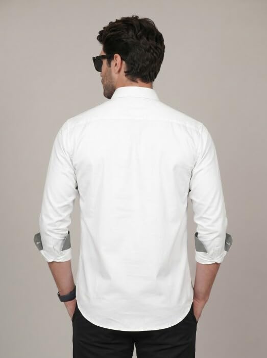 Image of Diverse Men's Cotton Blend Shirt with Pocket Design Spread Collar Full Sleeves Regular Fit and Standard Length | Comfortable Cotton Casual Shirt for Man