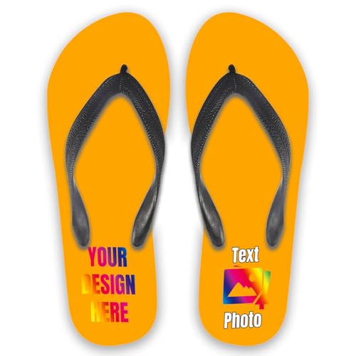 Bulk Custom Flip Flops For Men Women Add Your Text Logo Photo, Personalized Sandal Slippers for Beach Bathroom Indoor Outdoor