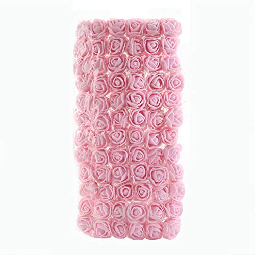 Bodhi2000 Lot de 72 mini roses artificielles en mousse pour décoration de maison de mariage DIY Pompon Couronne de fleurs de mariée Rose foncé Cover