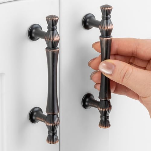 ASKANO 10 Pack 3 Inch Hole Centers Oil Rubbed Bronze Cabinet Pulls Brushed Bronze Cabinet Handles Kitchen Hardware for Cabinets ZP2408 Drawer Dresser Cupboard Bedroom Closet Bathroom Vanity