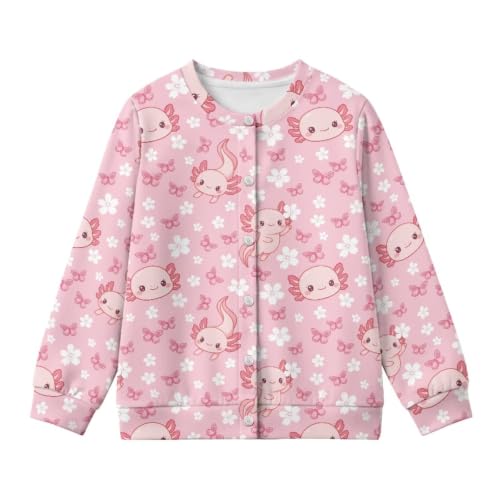 Image of Girls Cardigans Sweater Long Sleeve Crew Neck Button Down Sweaters School Outerwear for Kids Fall Winter Tops