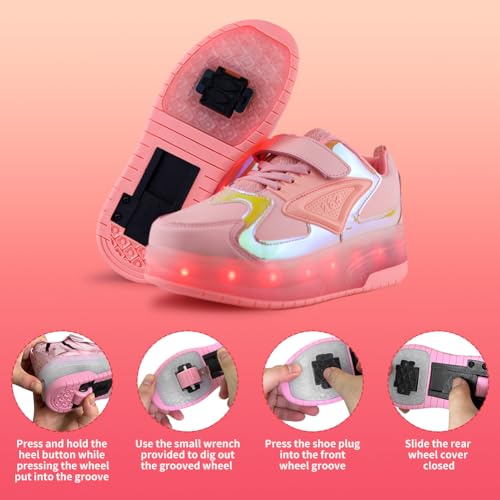 Kids Shoes with Wheel for Gifts - Retractable LED 2 Wheels Roller Skate Shoes for Kids Sneakers for Christmas Birthday Gifts4