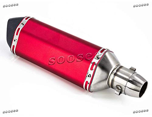 Soosee Universal Red Carbon Fiber 1.5-2" Inlet Motorcycles Scooters Exhaust Muffler Pipe with Removable DB Killer for Z750 CBR125 CB400 Z800 ZX-6R ZX-10R GSXR