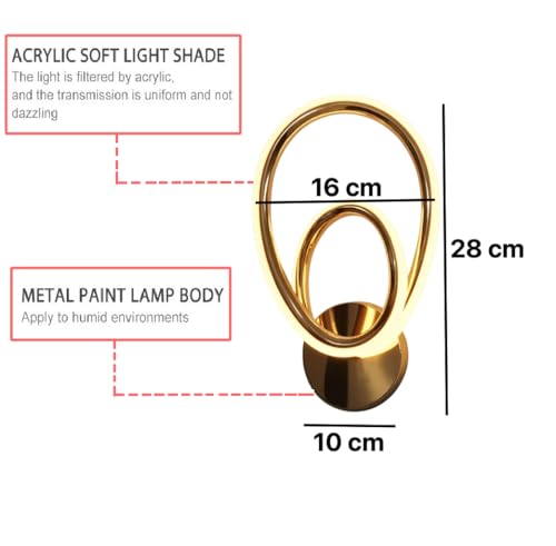 Image of Groeien Pack of 2 |12W | 3 Color LED Nordic Sconce Dual Loop Indoor Home Acrylic Wall Lamp for Bedroom Living Room Corridor Lighting Fixtures Wall Mount(Warm+Natural+Coolwhite)(Dual Loop, 2, Count)