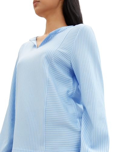 TOM TAILOR Damen Basic Bluse mit Streifen, 34913 - Blue White Thin Stripe, S – Ansicht 6