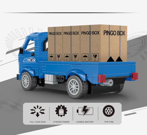 Image of RC Building Block Truck Toy (267 PCS) | 2.4GHz Remote Control Cargo Truck with Rechargeable Battery | DIY Construction Vehicle Set with Rubber Wheels | Educational STEM Toy for Boys Girls 6+ Years