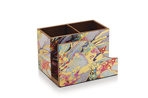 Image of Attro Rainbow Gold Designer Wooden Cutlery Holder and Napkin Holder Set, Organizer Stand, Multipurpose Stand, Spoon Holder, Standard
