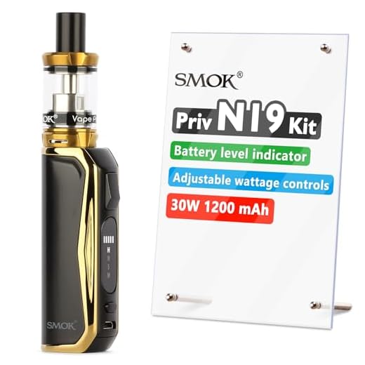 SMOK Priv N19, E Cigarette Vape Starter Kit, 30W 1200mAh, 2ml Airflow Control Vaping, USB-C Fast Charging, Using Nord Coils, No Nicotine, Gold Black