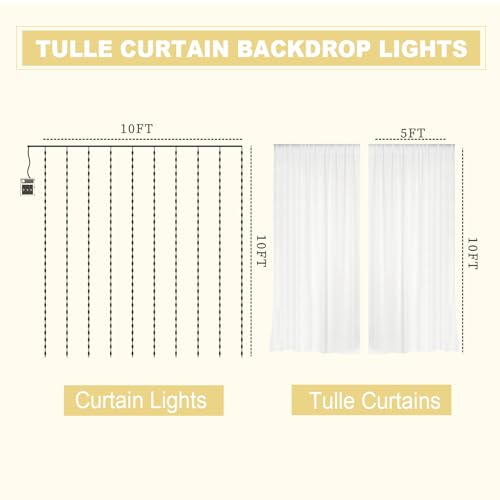 Cortinas traseras de tul blanco 10x10ft con luces EMART miniatura 5