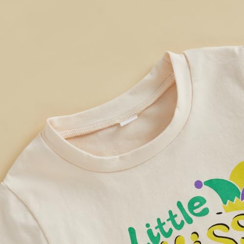 Image of Kids Toddler Girls Little Miss Mardi Gras T-Shirt Outfit Carnival Short Sleeve Celebration Top