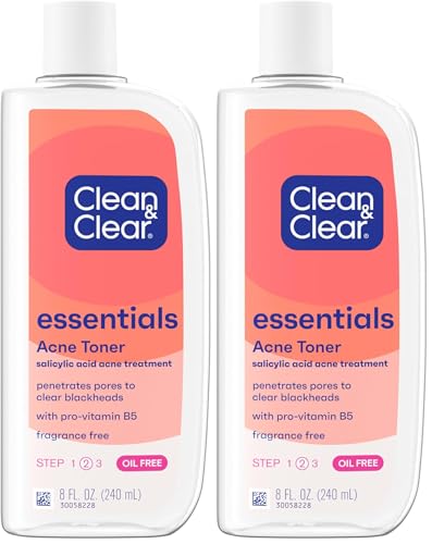 Clean & Clear Essentials Oil-Free Acne Toner, 2% Salicylic Acid Acne Treatment, Gentle Facial Toner...