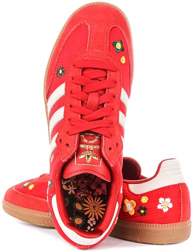Image of adidas Samba Og W Women's 3 Stripe Floral Embro Limt EDI Trainers (Red White, US 9.5)