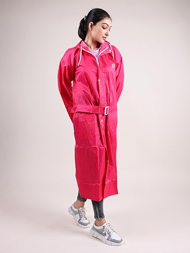 Image of Rupa Rainsuit Women Waterproof PVC Raincoat with Hood & Carry Bag | Lightweight Rainwear for Women with Front Zip | Solid Color | Standard Length | Pack of 1