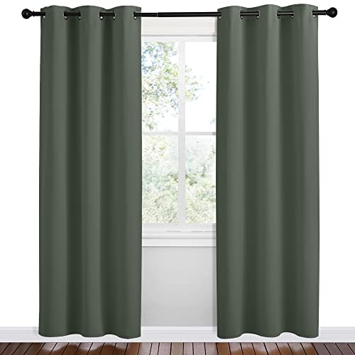 Image of NICETOWN Blackout Curtain Panels, Dark Mallard, 1 Pair, 42 by 78-Inch, Home Decoration Thermal Insulated Solid Grommet Blackout Drape for Dining Room
