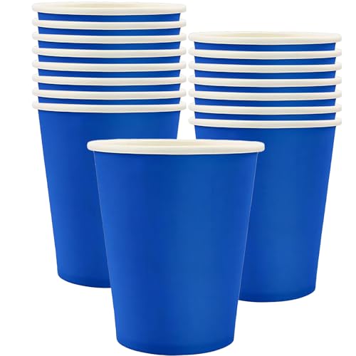 POPOYU MOMAHUA 16 Pièces Gobelets en Papier - Bleu Gobelets en Carton 25cl - Multicolores Tasses de Fête Solides et Épais - Pour Café, Thé, Boissons...