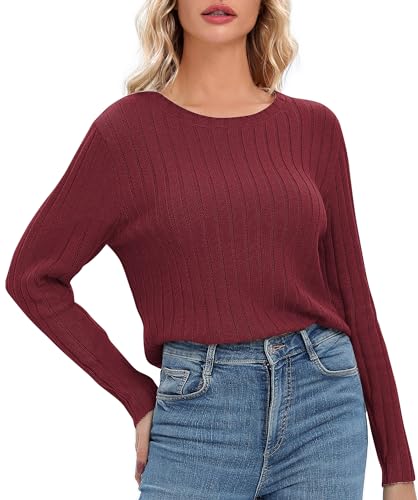 Image of Urban CoCo Women's Lightweight Crewneck Pullover Sweaters Long Sleeve Fall Knitted Sweater Tops