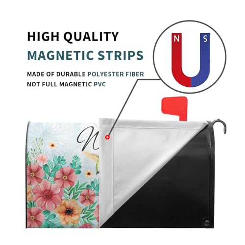 Image of Spring Summer Hummingbirds Magnetic Mailbox Covers Summer Blooming Flowers Welcome Mailbox Wraps Standard Size 21 inch x 18 inch inch Spring Decor Post Letter Box for Home Garden Yard