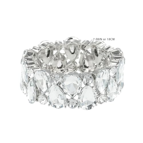 Madison Tyler Sparkle Rhinestone Stretch Bracelets for Women | Gold Rhinestone Pearl Bridal Bracelet | Wedding Party Prom Bracelet for Women 6