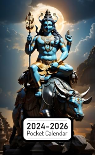  Pocket Calendar 2024-2026: Two-Year Monthly Planner for Purse , 36 Months from January 2024 to December 2026  God Shiva  Sitting on bull