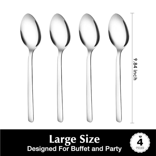 KINGSTONE Large Hostess Serving Utensils 4 Piece Serving Spoon Sets,18/10 Stainless Steel Serving Spoons Heavy Duty 9.84inch For Buffet, Wedding, Party,Catering,Dishwasher Safe - Image 4