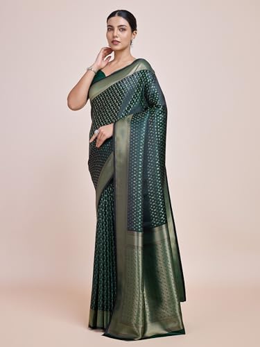 Image of Monjolika Fashion Women's Banarasi Pure Kanjivaram Style Satin Silk Saree With Blouse Piece for Wedding