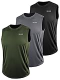 Neleus Men's 3 Pack Muscle Workout Tank Top for Gym Running,5042,Black,Grey,Olive Green,XL,EU 2XL