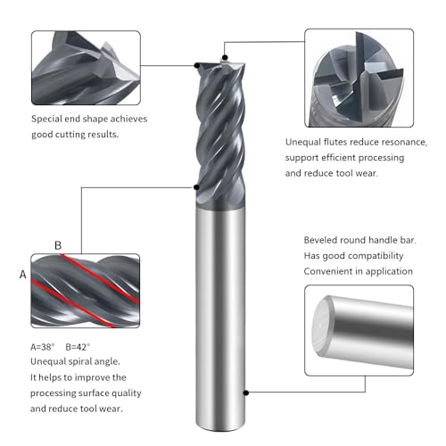 Image of Carbide Dynamic Square End Mills-4 Flute TiALSiN Coated,for Milling Alloy Steels, Hardened Steel, Metal etc.1 Pcs D6*50mm