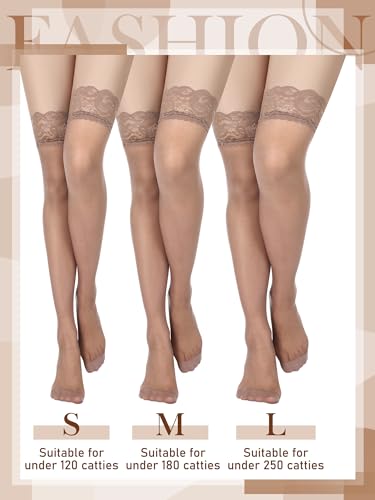 Image of Boao Women Thigh High Stockings Anti-skid Silicone Lace Stockings Silk Stocking Tights for Women and Girls Supplies