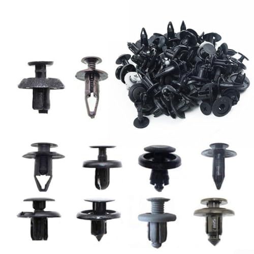100pcs Mixed Plastic Fastener Clips Set for Car Bumper and Trim with Screw Rivets, Designed for Use on Different Vehicle Mouldings
