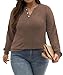 Sweaters for Women Plus Size Early Cozy Fall Fashion Must Haves Tunics Tops V Neck Sweaters Long Sleeve Shirts Tshirts Ladies Tops Blouses Dressy Casual Womens Chocolate Brown Fall Clothes Clothing L