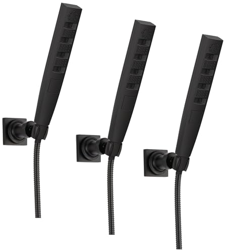 Delta Faucet 5-Spray Touch-Clean H2Okinetic Wall-Mount Hand Held Shower with Hose, Matte Black 55140-BL (Pack of 3)