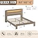 SAMTRA Wooden Bed Frame Queen Size with Headboard & Storage Bookshelf, Farmhouse Platform Led Bedframe with Wood Slat Support, Sturdy & Easy Assembly (Light Brown)