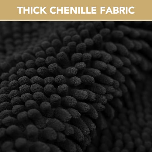 Image of H.VERSAILTEX Dog Door Mat for Muddy Paws Absorbent Dirt Trapper Non Slip Quick Dry Washable Chenille Mats for Dogs Entry Rug for Indoor Outdoor (Black, 17 inch x 24 inch)